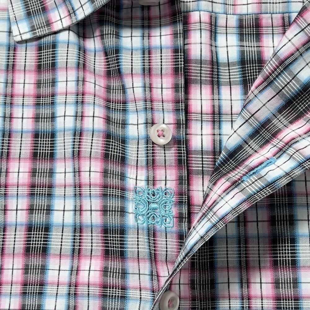 Robert Graham Plaid Shirt Mens Sz 2XL Long Sleeve Flip Cuff Button Up - Picture 3 of 13